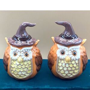 Owl Witch Salt & Pepper New Cracker Barrel Stoneware Vintage Stoneware pair